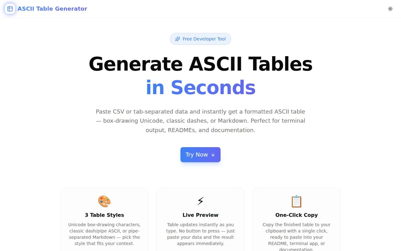 ASCII Table Generator screenshot