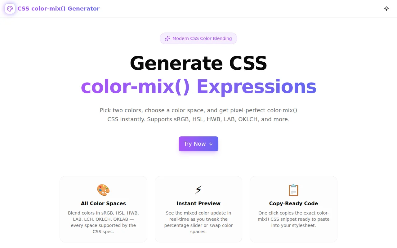 CSS color-mix() Generator screenshot