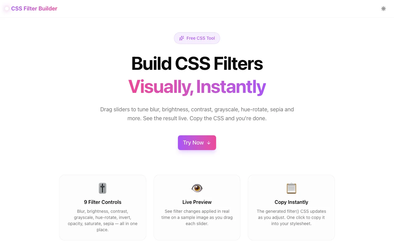 CSS Filter Builder screenshot