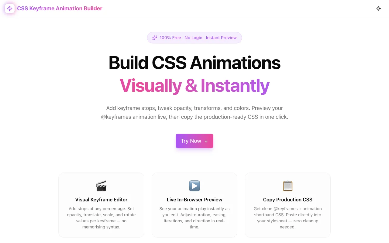 CSS Keyframe Animation Builder screenshot