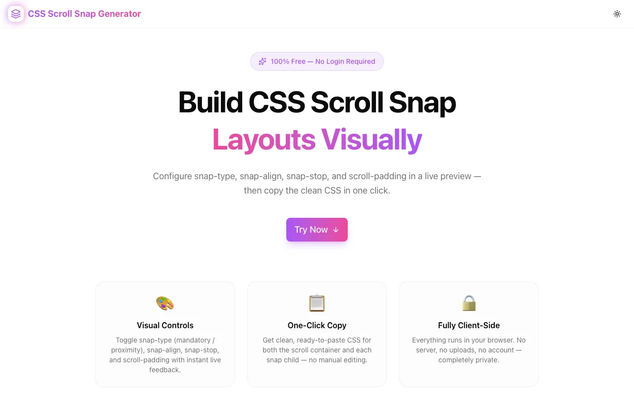 CSS Scroll Snap Generator screenshot