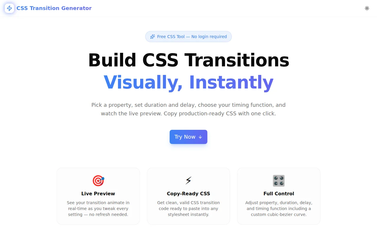 CSS Transition Generator screenshot