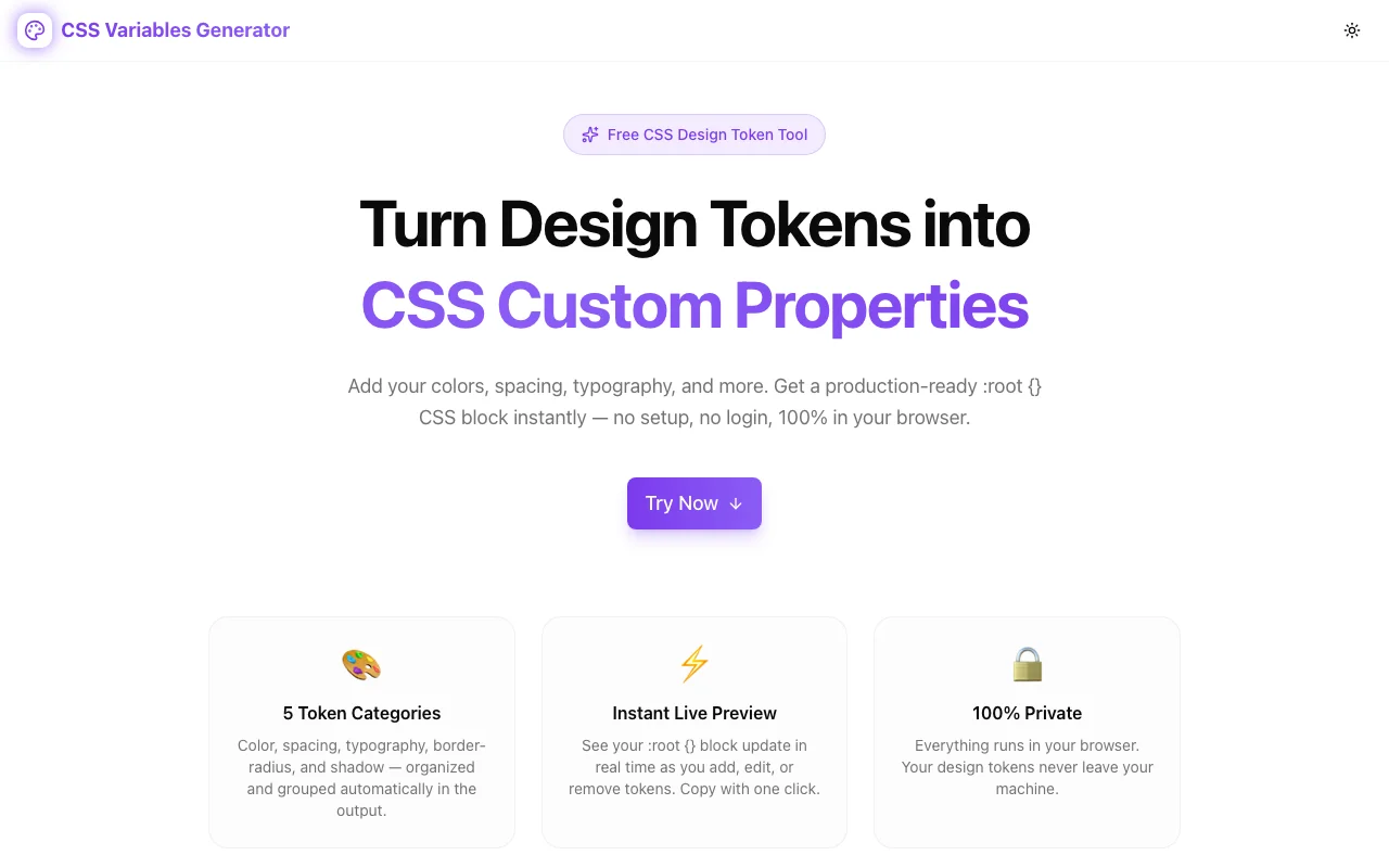 CSS Variables Generator screenshot