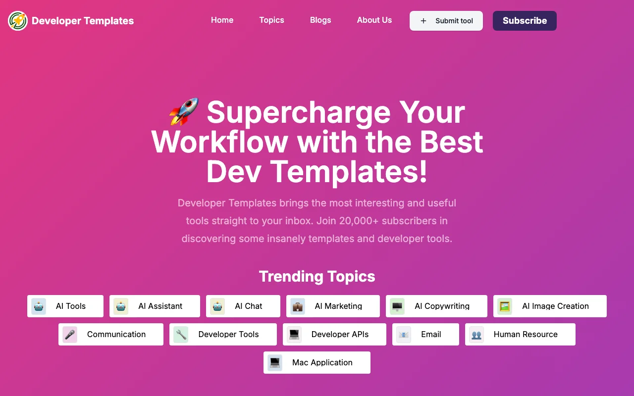 Developer Templates screenshot