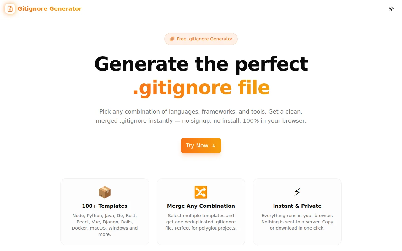 Gitignore Generator screenshot