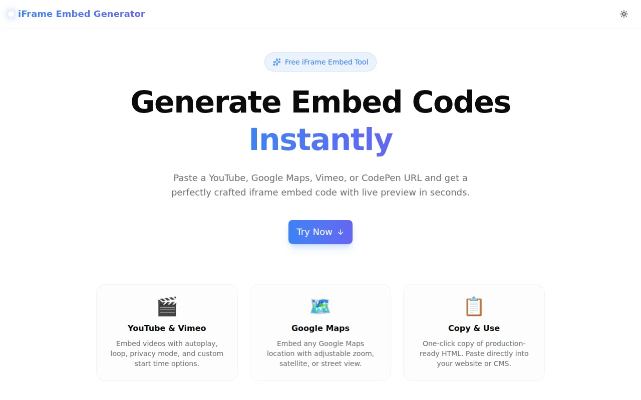 iFrame Embed Generator screenshot
