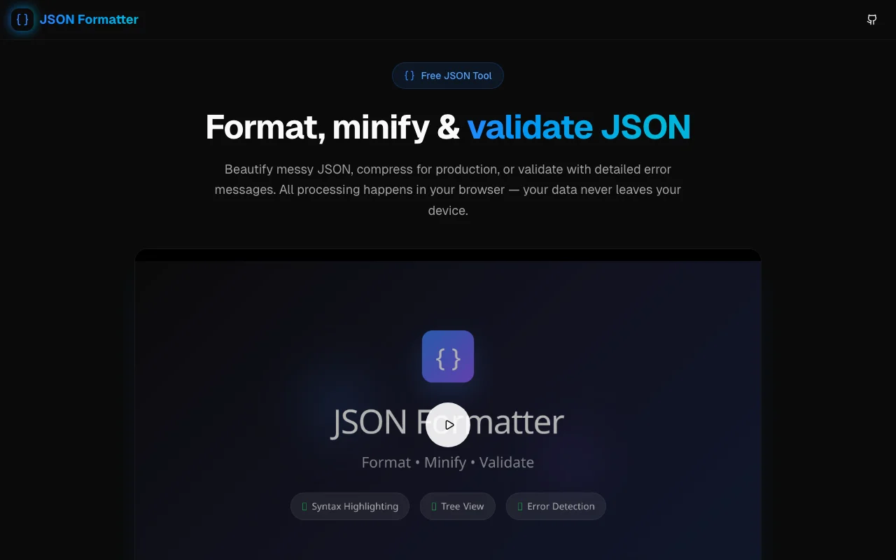 Introducing JSON Formatter: Format, Minify & Validate JSON Instantly