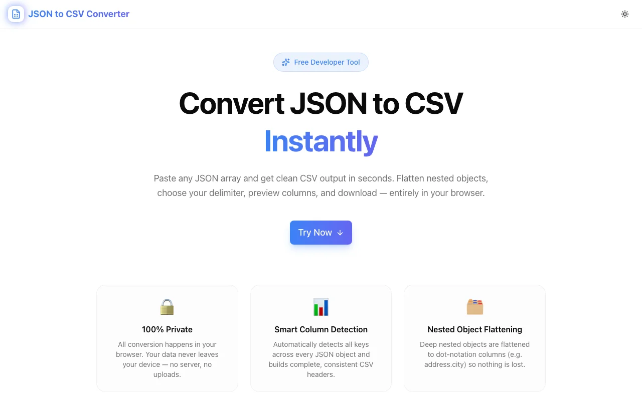 JSON to CSV Converter screenshot