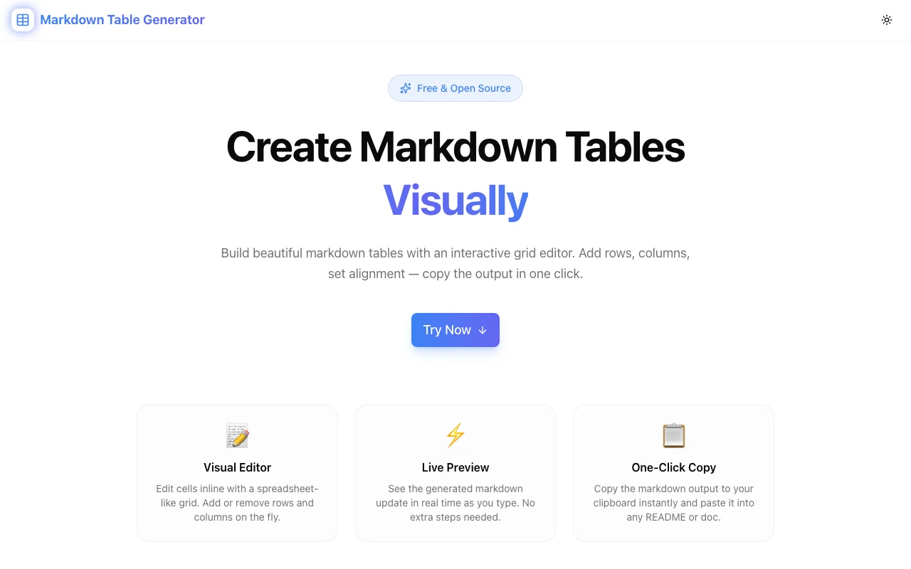 Markdown Table Generator: Build Tables Visually, Copy Clean Markdown Instantly