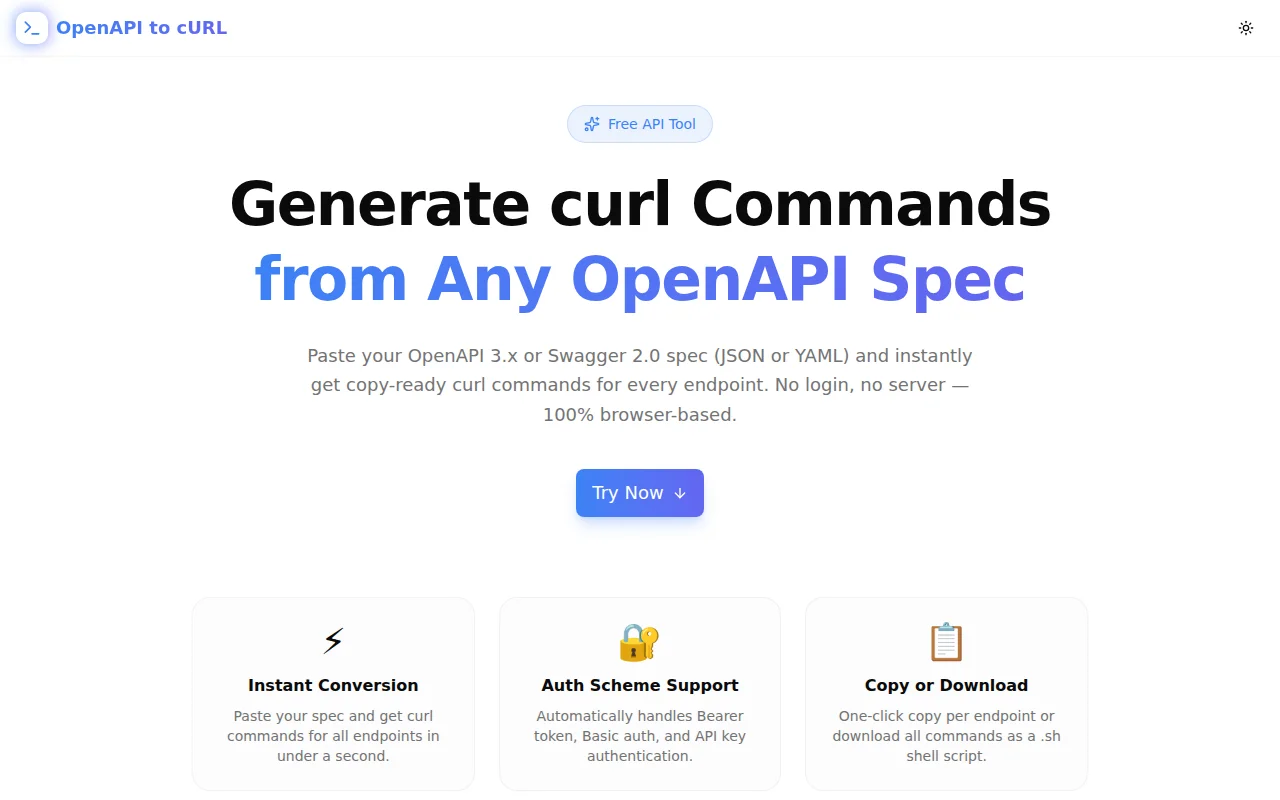 OpenAPI to cURL screenshot