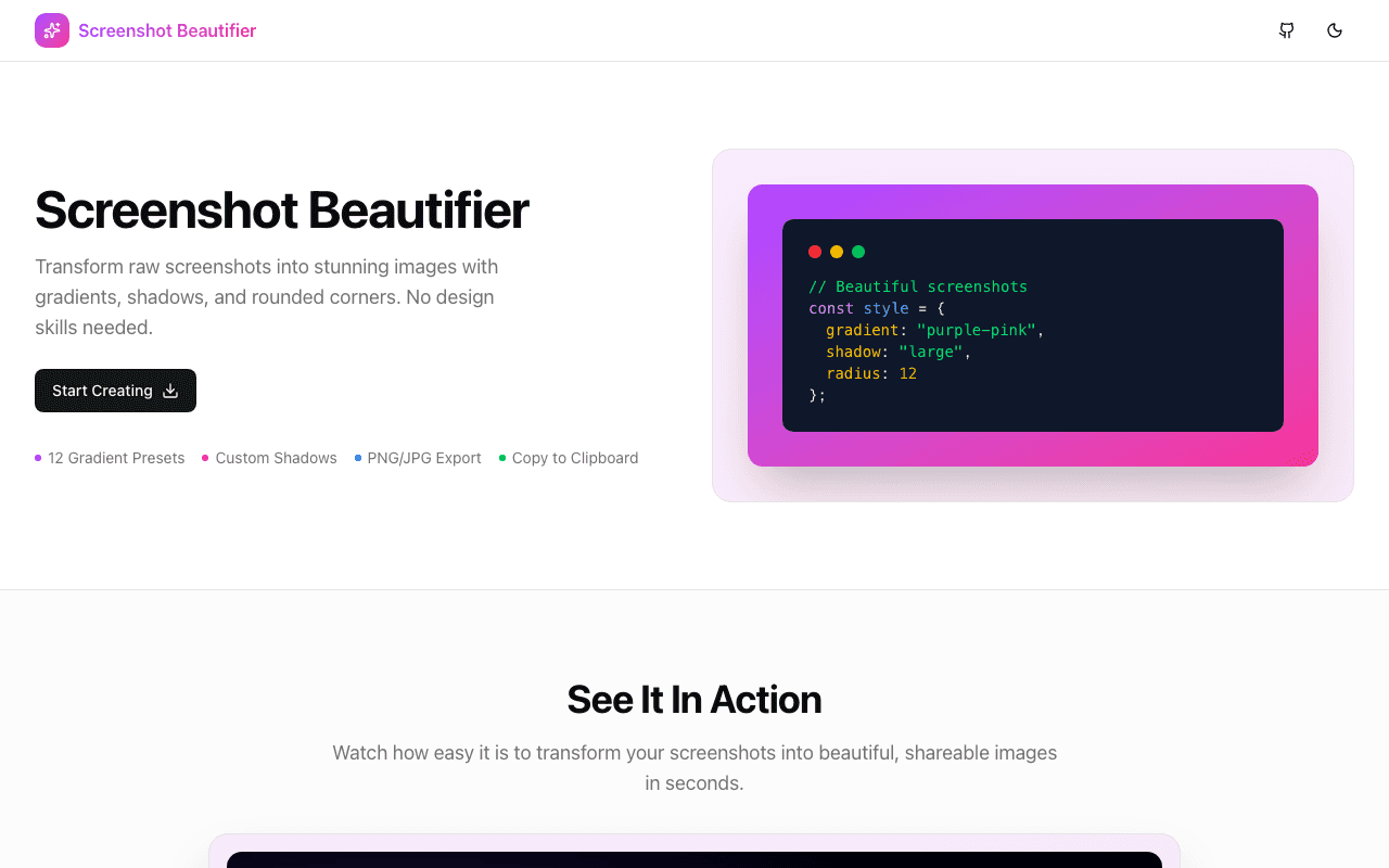 Introducing Screenshot Beautifier: Turn Plain Screenshots into Stunning Visuals