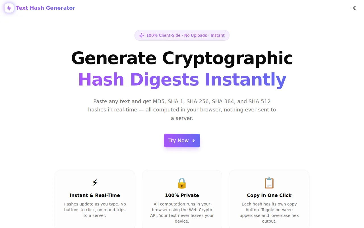 Text Hash Generator screenshot