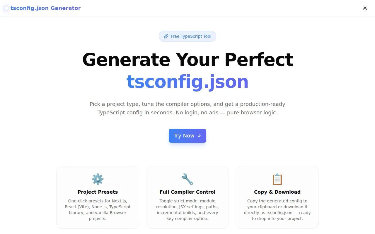 tsconfig.json Generator screenshot