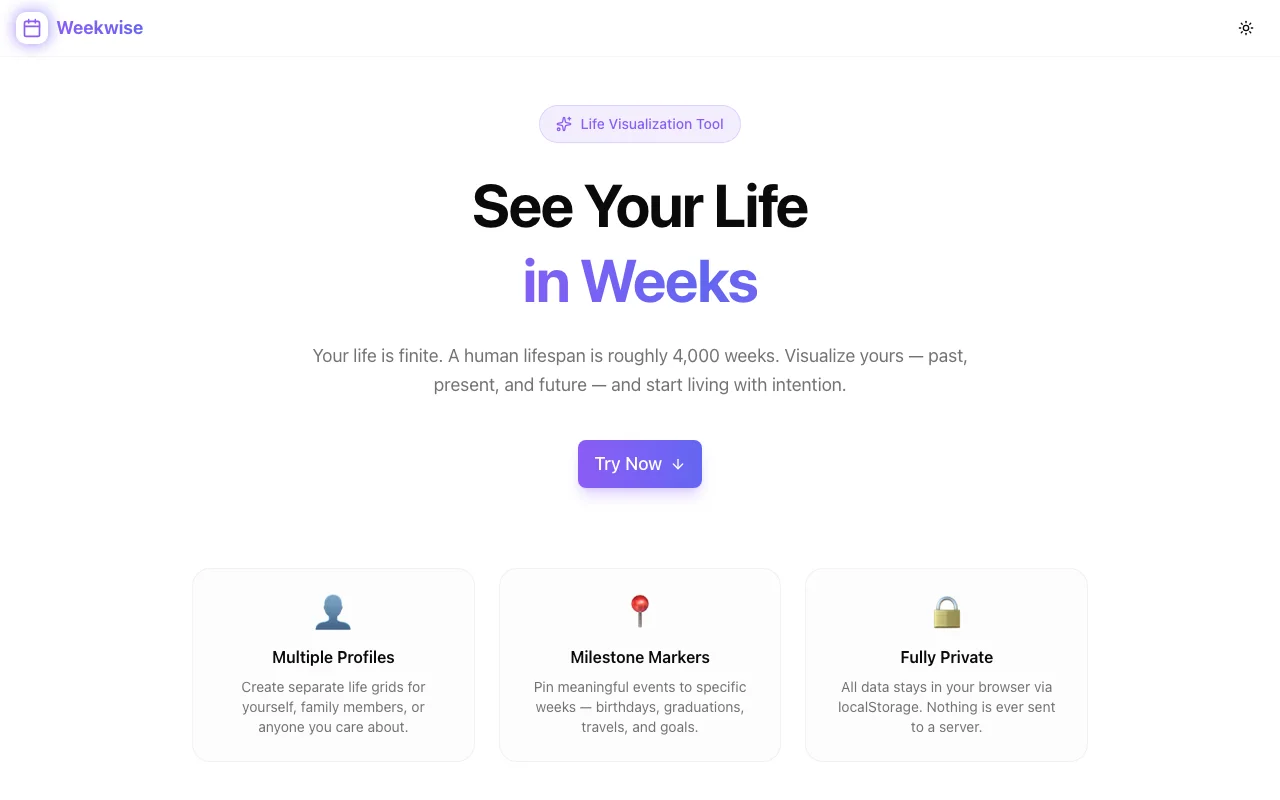 Introducing Weekwise: See Your Entire Life as a Grid of Weeks