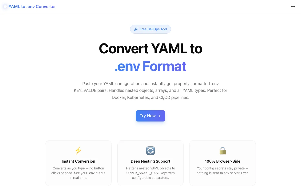 YAML to .env Converter screenshot