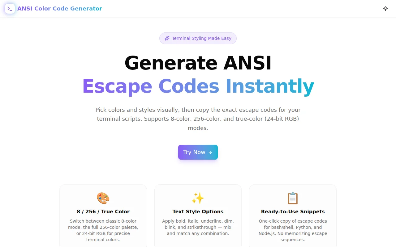 ANSI Color Code Generator screenshot