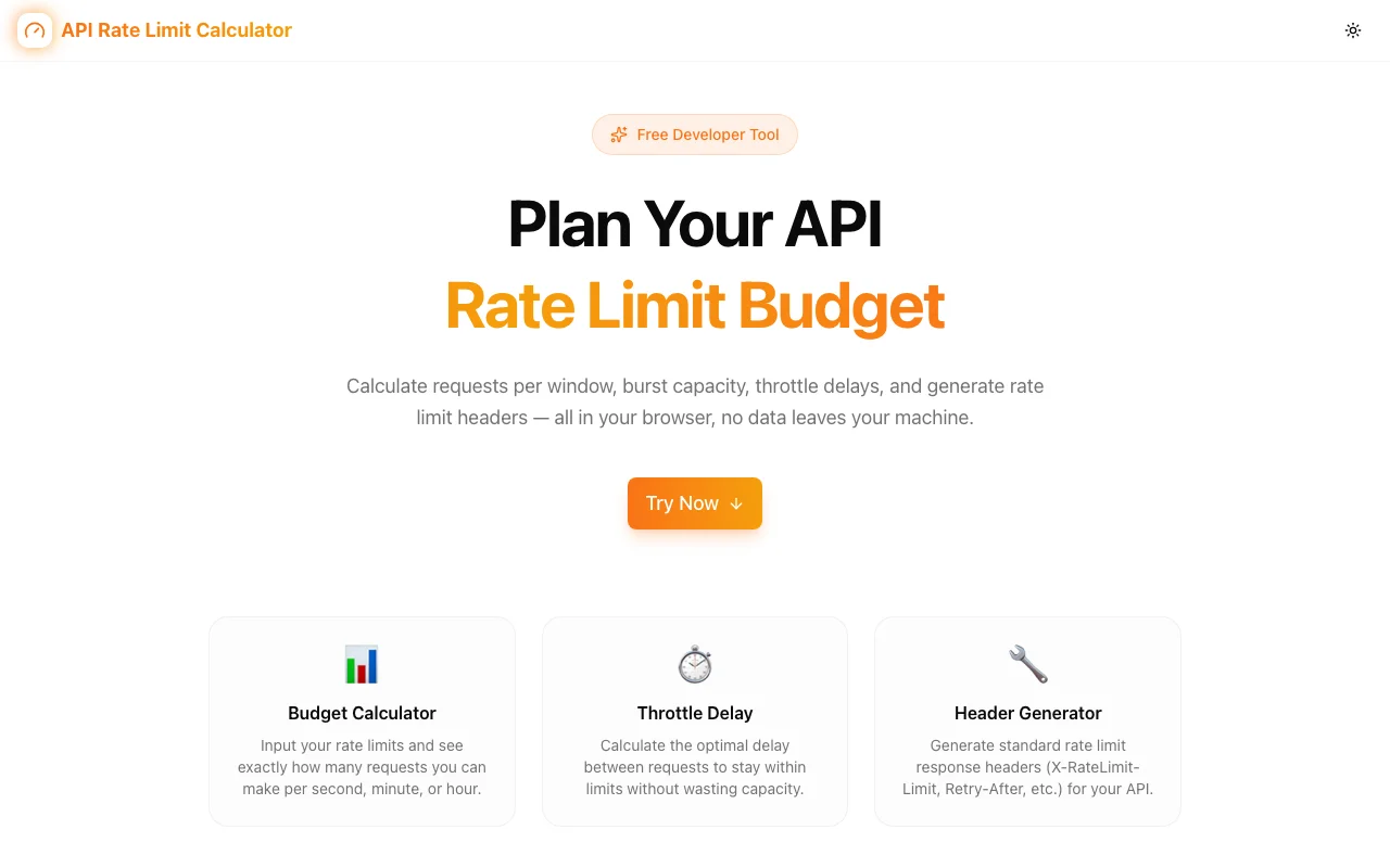 API Rate Limit Calculator screenshot