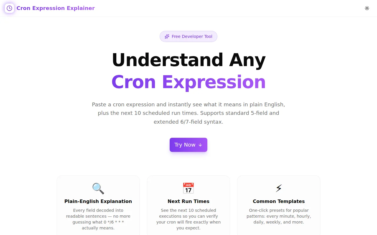 Cron Expression Explainer screenshot