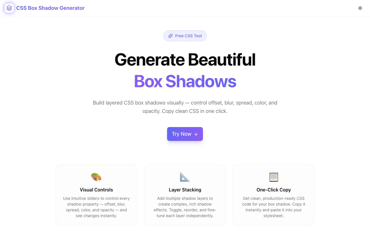 CSS Box Shadow Generator screenshot