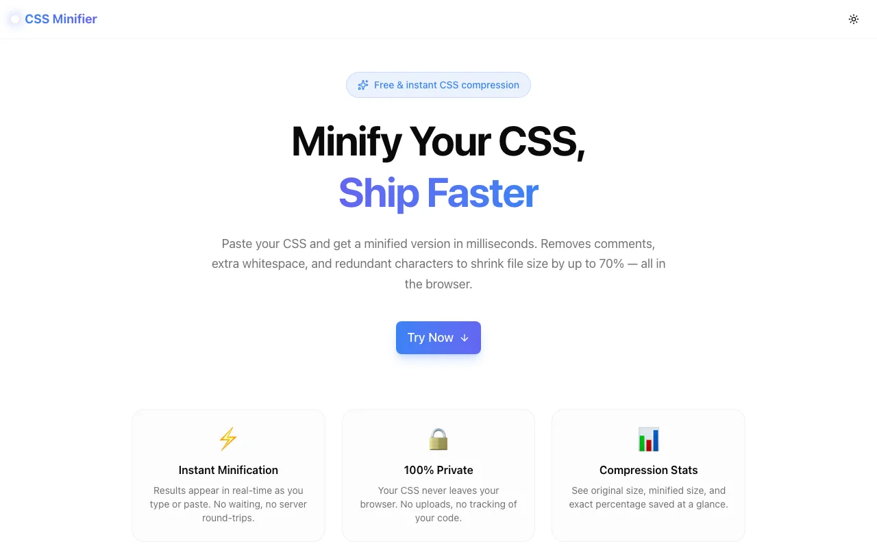 CSS Minifier screenshot