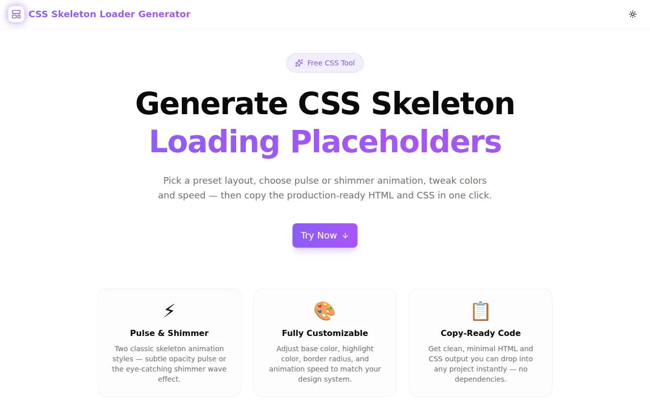 CSS Skeleton Loader Generator screenshot