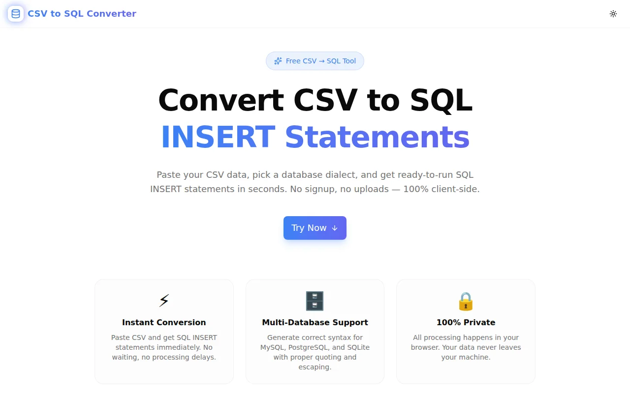 CSV to SQL Converter screenshot