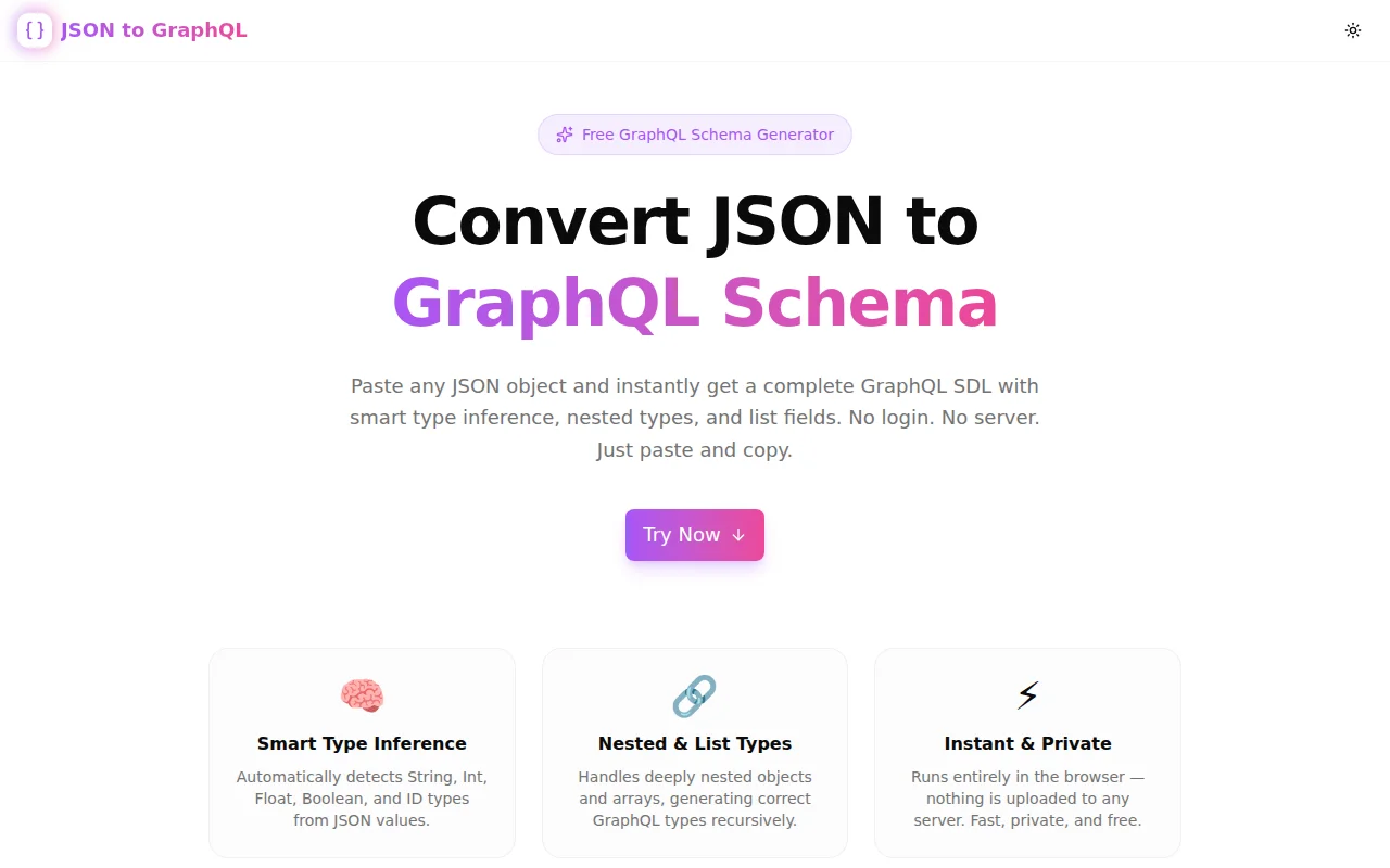 JSON to GraphQL Schema Converter screenshot