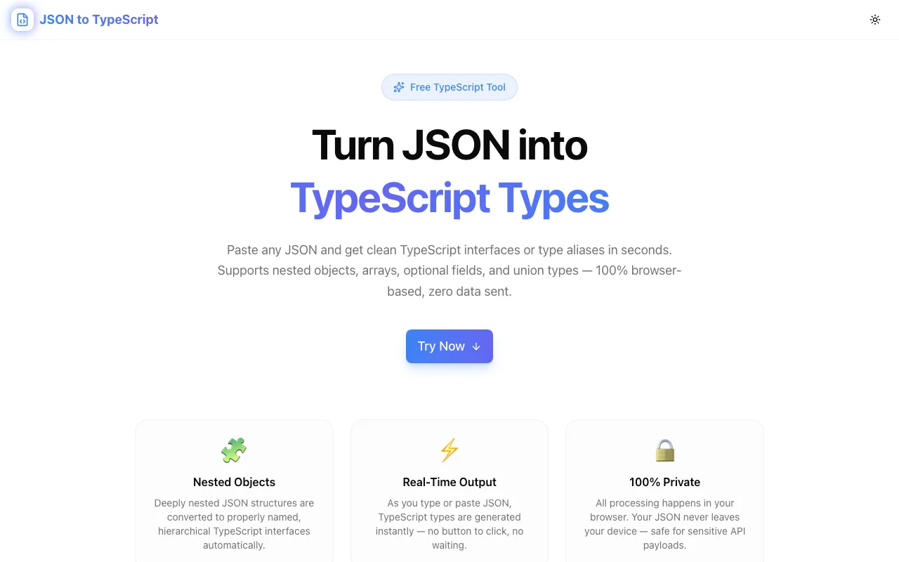 JSON to TypeScript screenshot