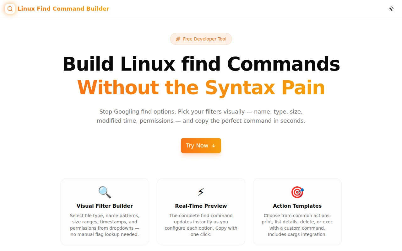 Linux Find Command Builder screenshot