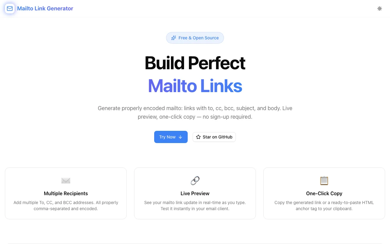 Mailto Link Generator screenshot