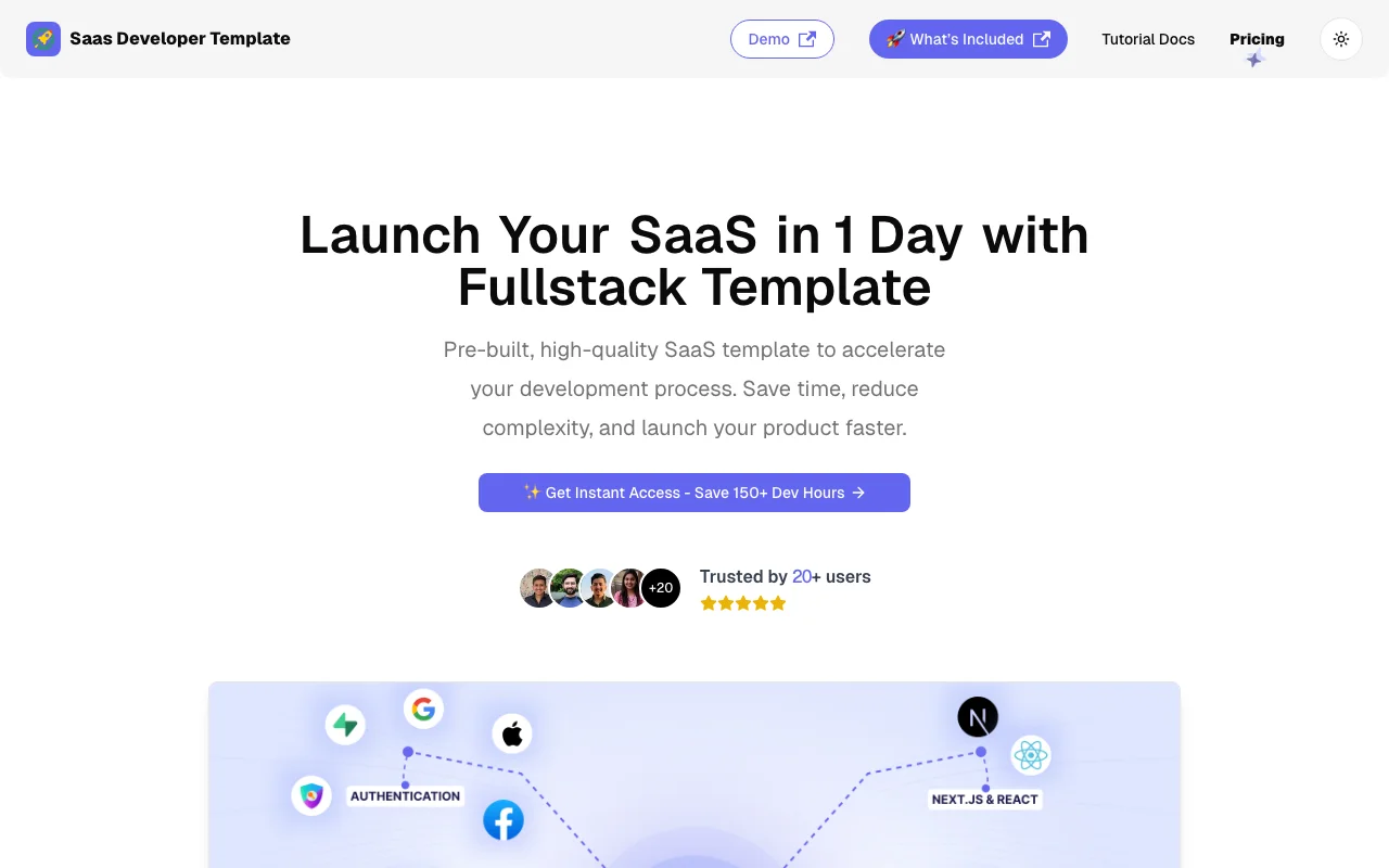 SaaS Developer Template screenshot