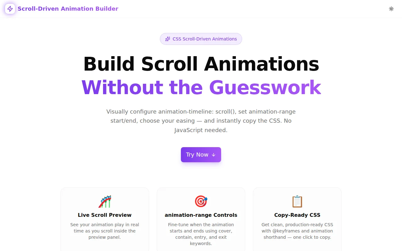 CSS Scroll-Driven Animations Without the Guesswork — Introducing Scroll-Driven Animation Builder