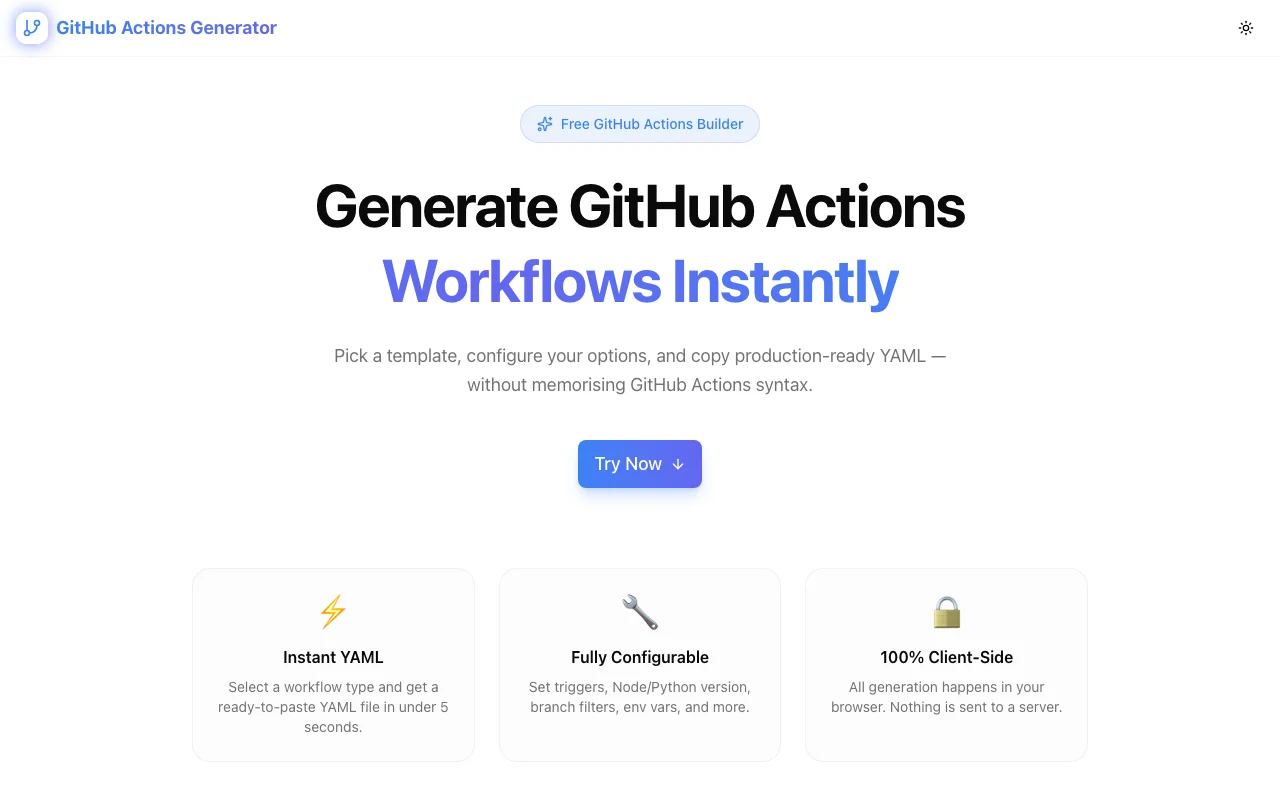 GitHub Actions Generator