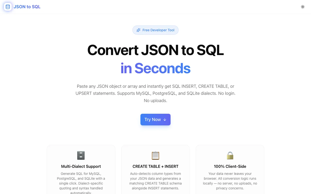 JSON to SQL Converter