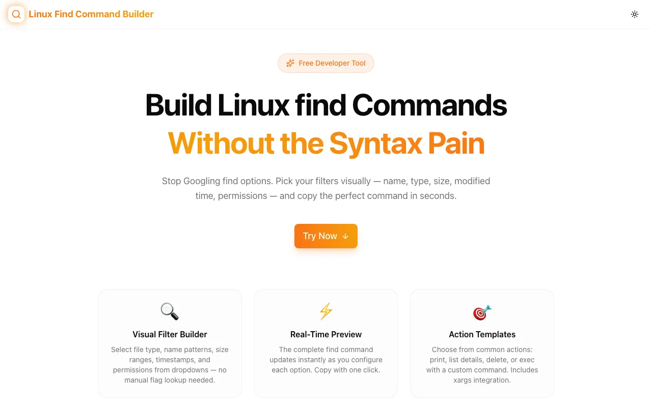 Linux Find Command Builder — Stop Googling find Flags Every Time ...